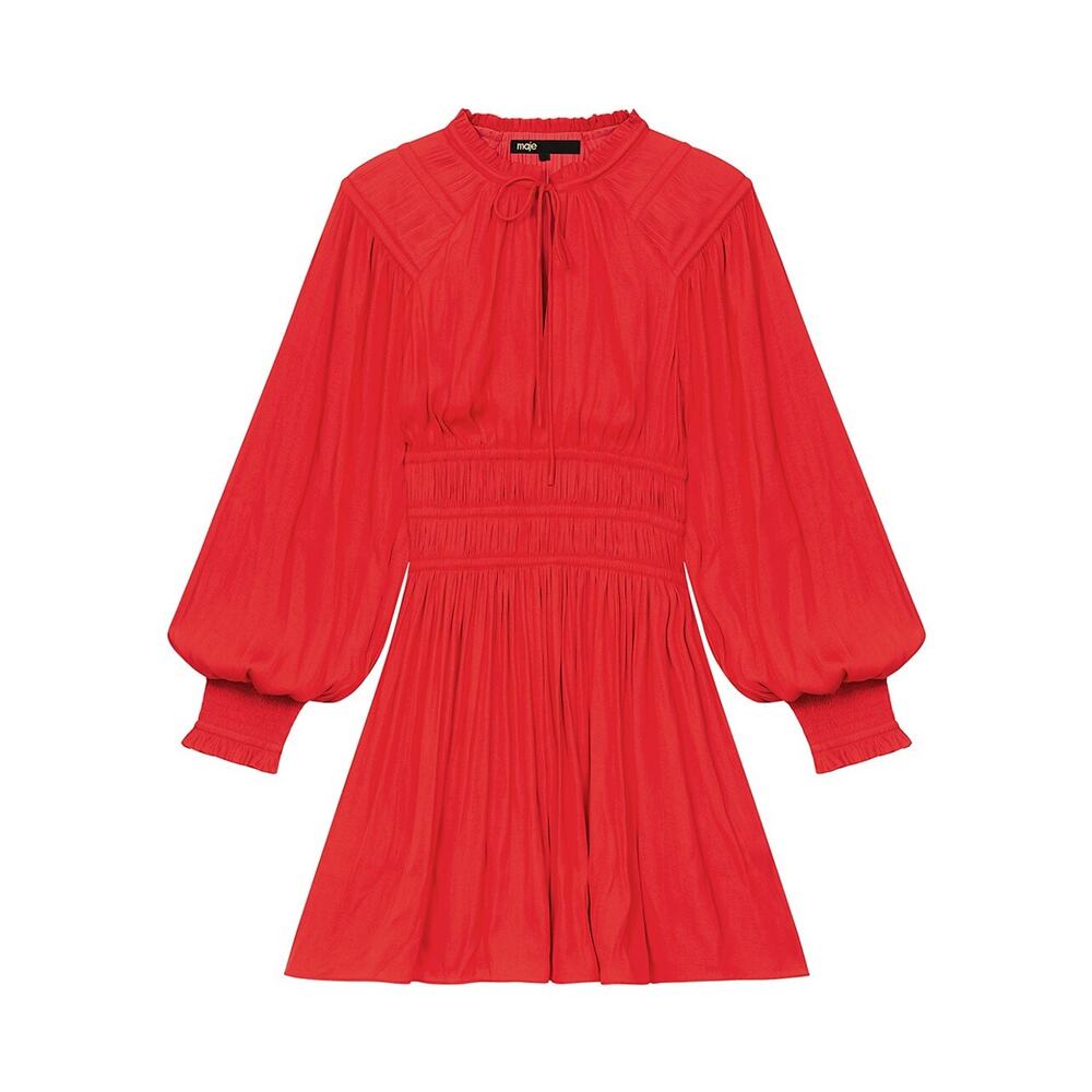 Maje Red Long Sleeve Dress